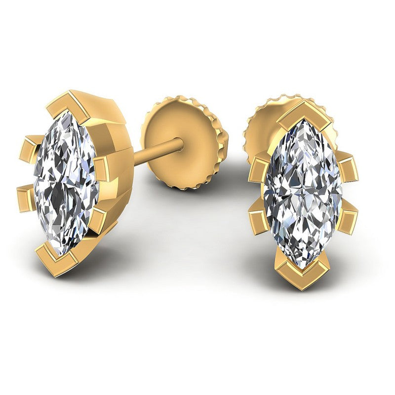 Marquise Diamonds 1.00CT Stud Earrings in 14KT Yellow Gold