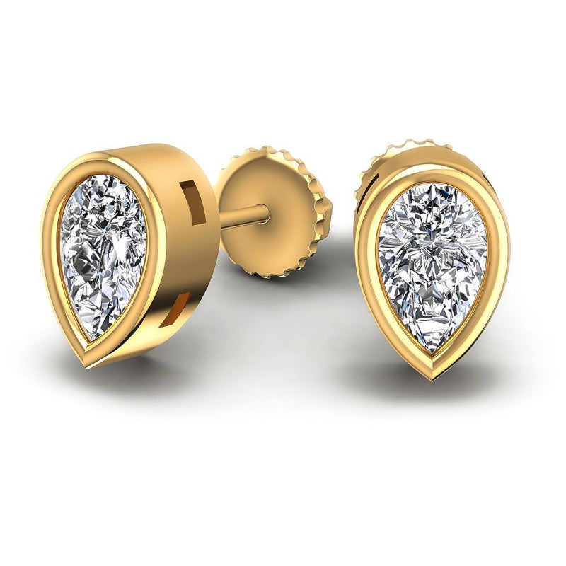 Pear Diamonds 1.00CT Stud Earrings in 14KT Yellow Gold