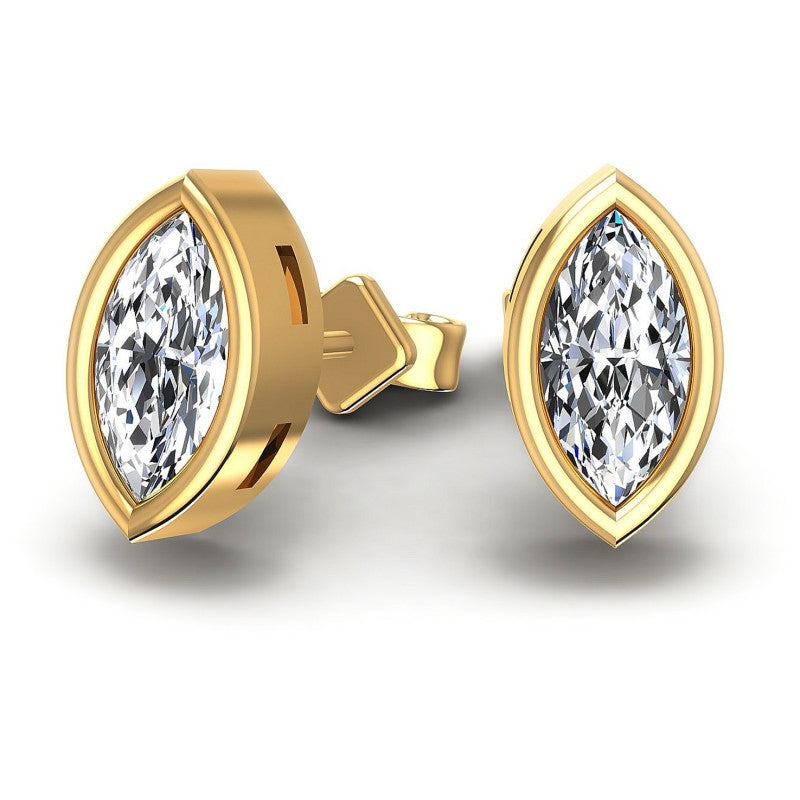 Marquise Diamonds 1.00CT Stud Earrings in 14KT Yellow Gold