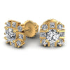 Princess and Round Diamonds 0.65CT Designer Studs Earring in 14KT Yellow Gold