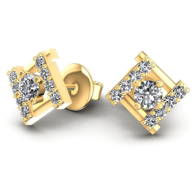 Round Diamonds 1.20CT Designer Studs Earring in 14KT Yellow Gold