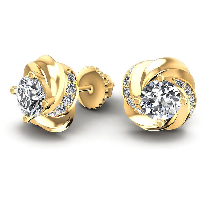 Round Diamonds 0.45CT Designer Studs Earring in 14KT Yellow Gold