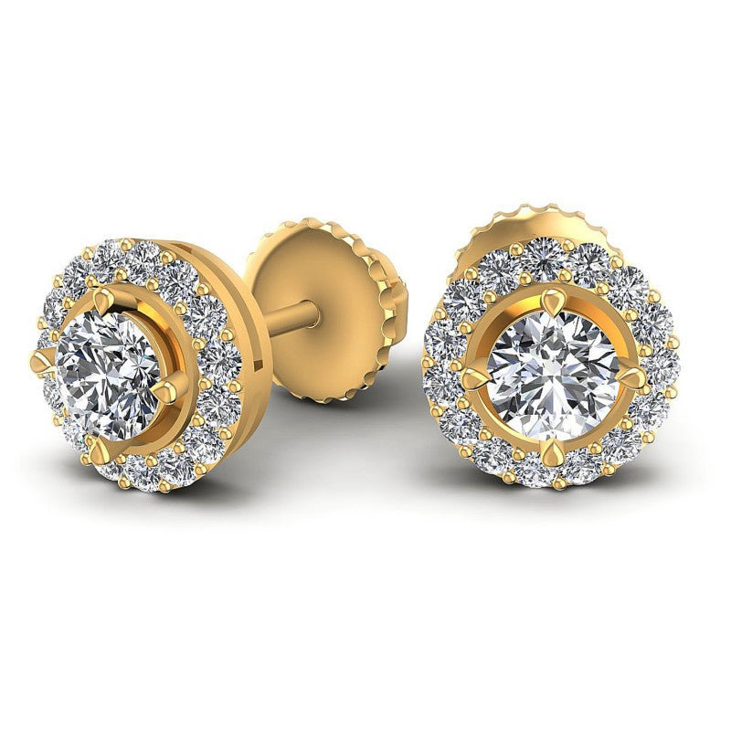 Round Diamonds 0.55CT Designer Studs Earring in 14KT Yellow Gold