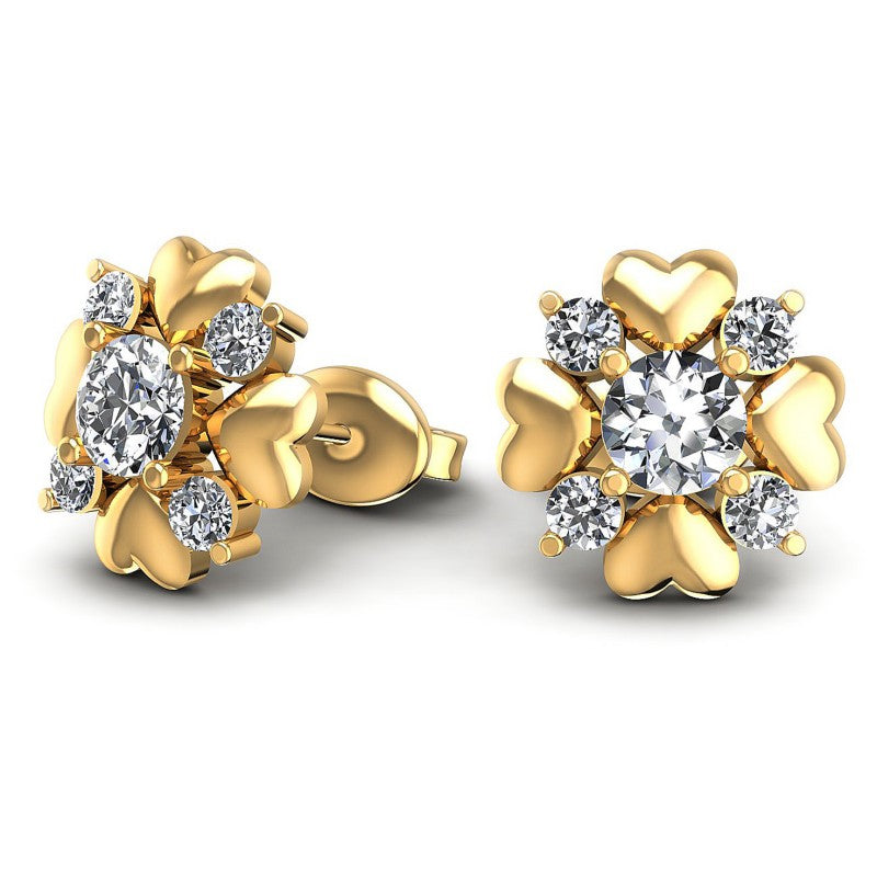 Round Diamonds 0.55CT Designer Studs Earring in 14KT Yellow Gold
