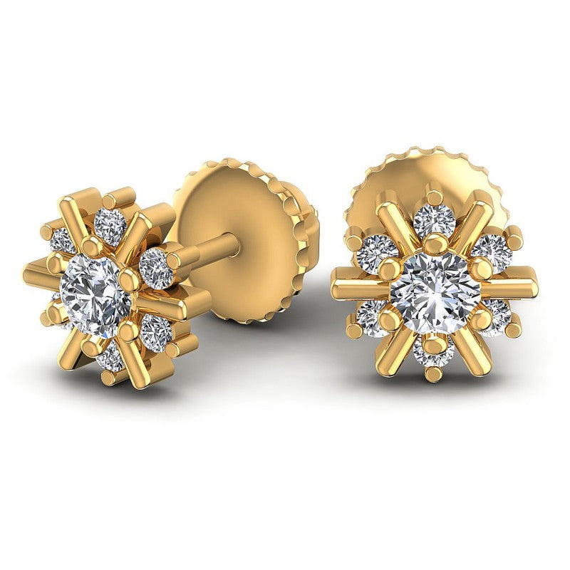 Round Diamonds 1.20CT Designer Studs Earring in 14KT Yellow Gold