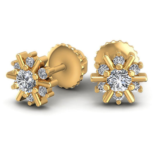 Round Diamonds 1.20CT Designer Studs Earring in 14KT Yellow Gold