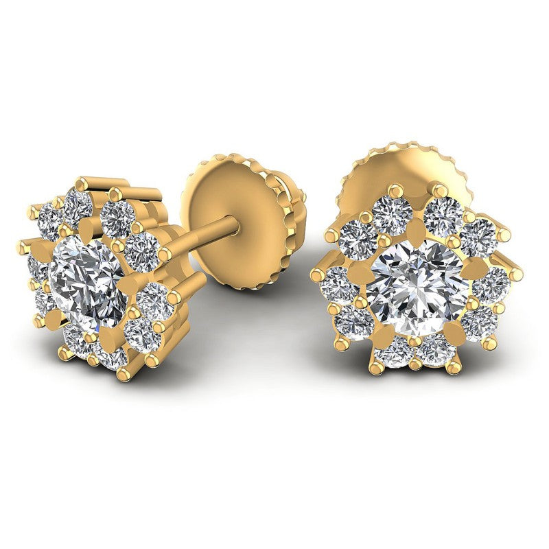 Round Diamonds 0.55CT Designer Studs Earring in 14KT Yellow Gold