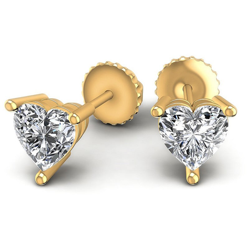 Heart Diamonds 1.00CT Stud Earrings in 14KT Yellow Gold