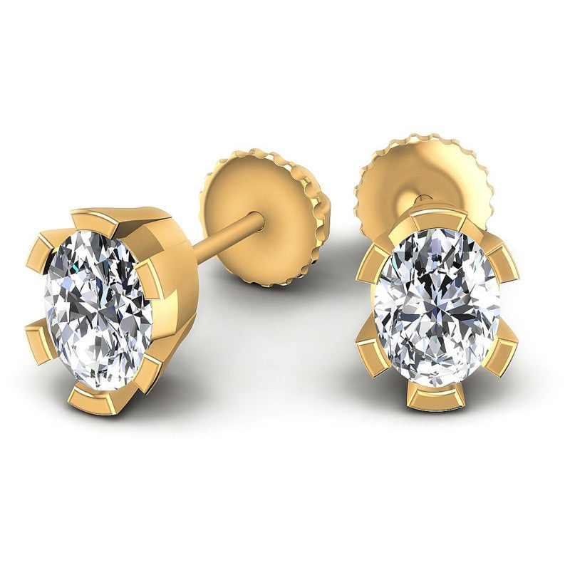 Oval Diamonds 1.00CT Stud Earrings in 14KT Yellow Gold