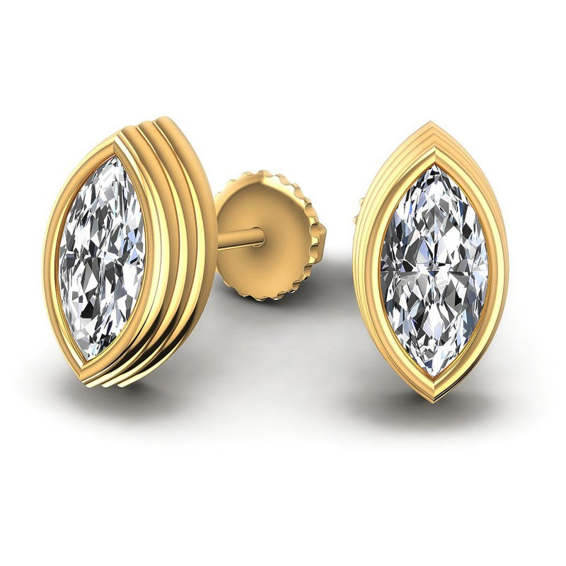 Marquise Diamonds 1.00CT Stud Earrings in 14KT Yellow Gold
