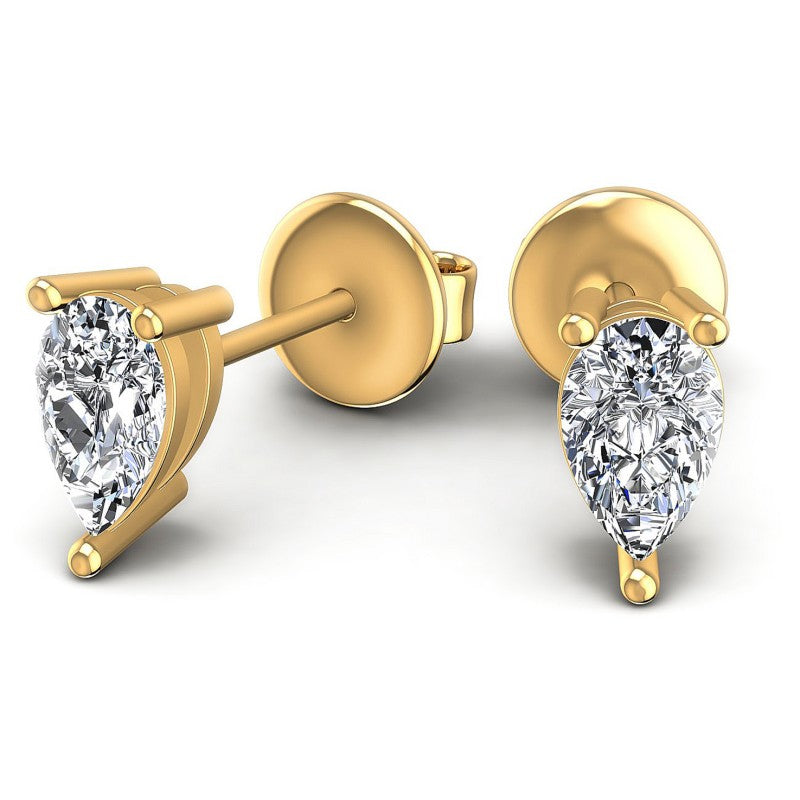 Pear Diamonds 1.00CT Stud Earrings in 14KT Yellow Gold