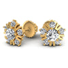 Round Diamonds 0.65CT Designer Studs Earring in 14KT Yellow Gold