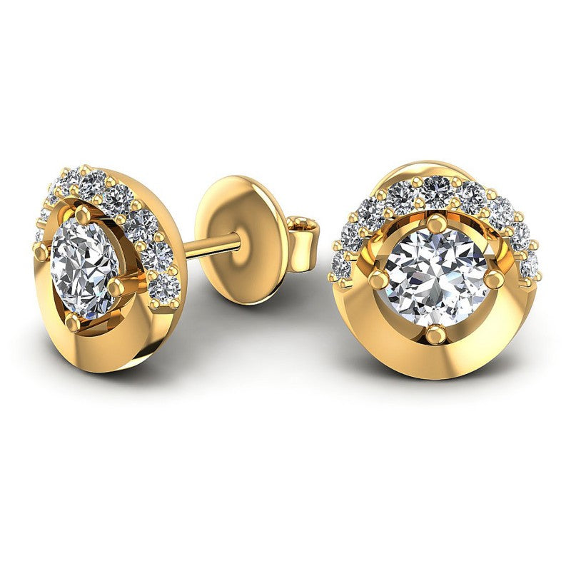Round Diamonds 0.45CT Designer Studs Earring in 14KT Yellow Gold