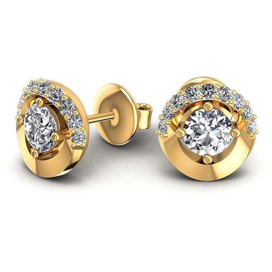 Round Diamonds 0.45CT Designer Studs Earring in 14KT Yellow Gold