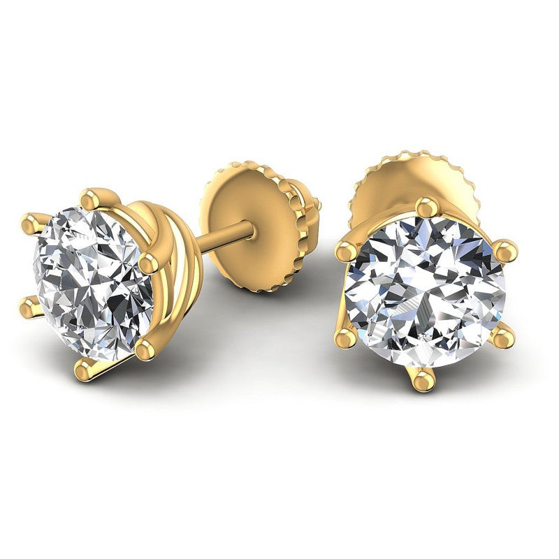 Round Diamonds 0.25CT Stud Earrings in 14KT Yellow Gold