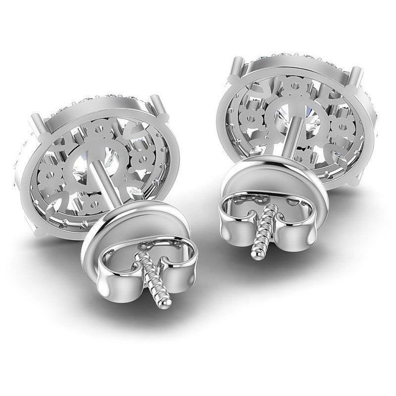 Round and Marquise Diamonds 1.40CT Designer Studs Earring in 14KT Rose Gold