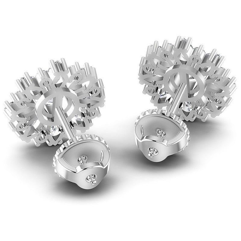 Round and Marquise Diamonds 1.35CT Designer Studs Earring in 14KT Rose Gold
