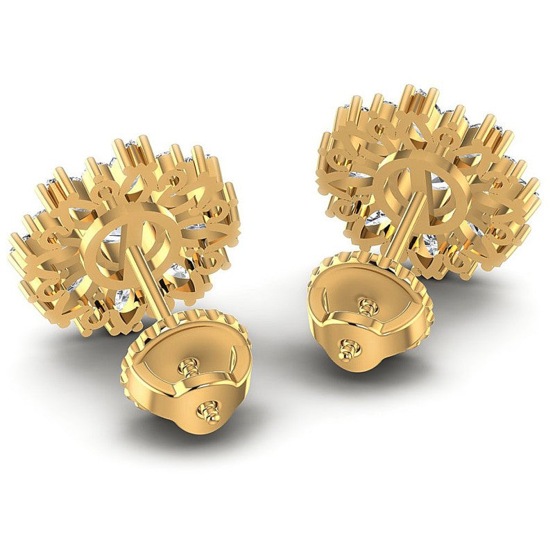 Round and Marquise Diamonds 1.35CT Designer Studs Earring in 14KT Rose Gold