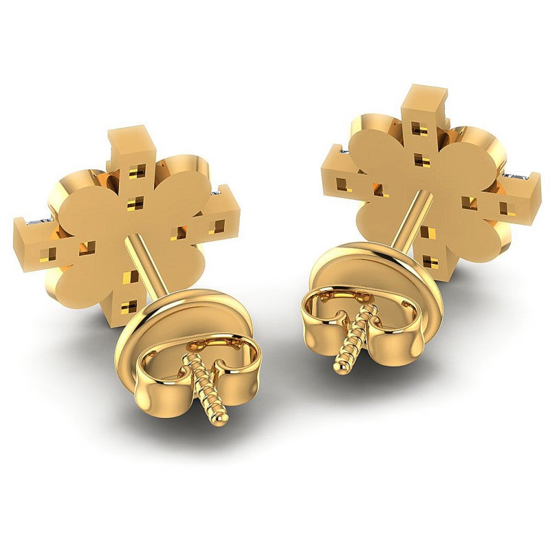 Princess and Round Diamonds 1.00CT Designer Studs Earring in 14KT Rose Gold