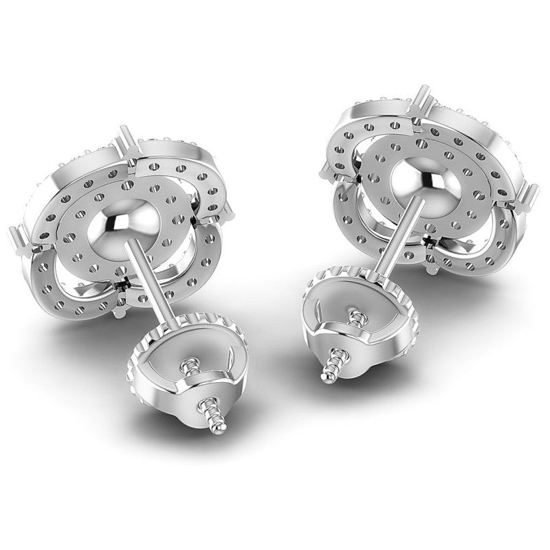 Round Diamonds 0.95CT Designer Studs Earring in 14KT Rose Gold