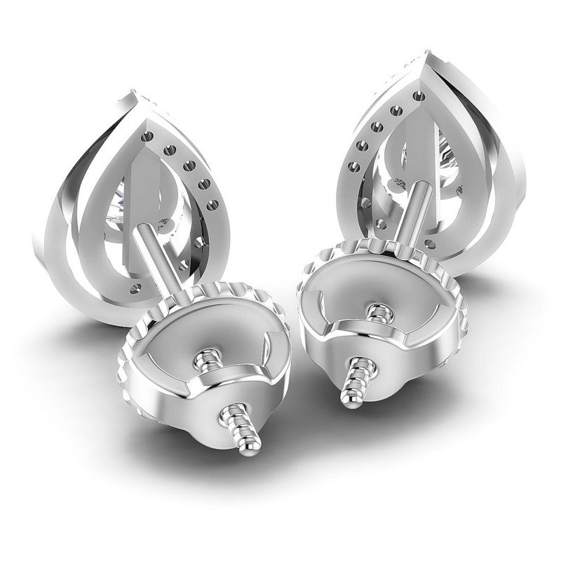 Round and Pear Diamonds 0.45CT Designer Studs Earring in 14KT Rose Gold