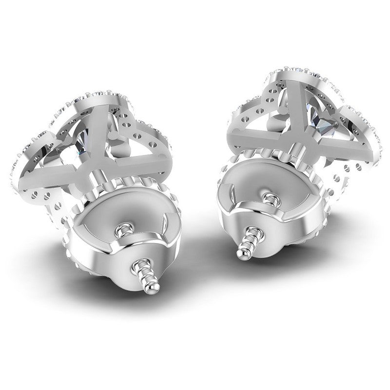 Round and Oval Diamonds 0.90CT Designer Studs Earring in 14KT Rose Gold