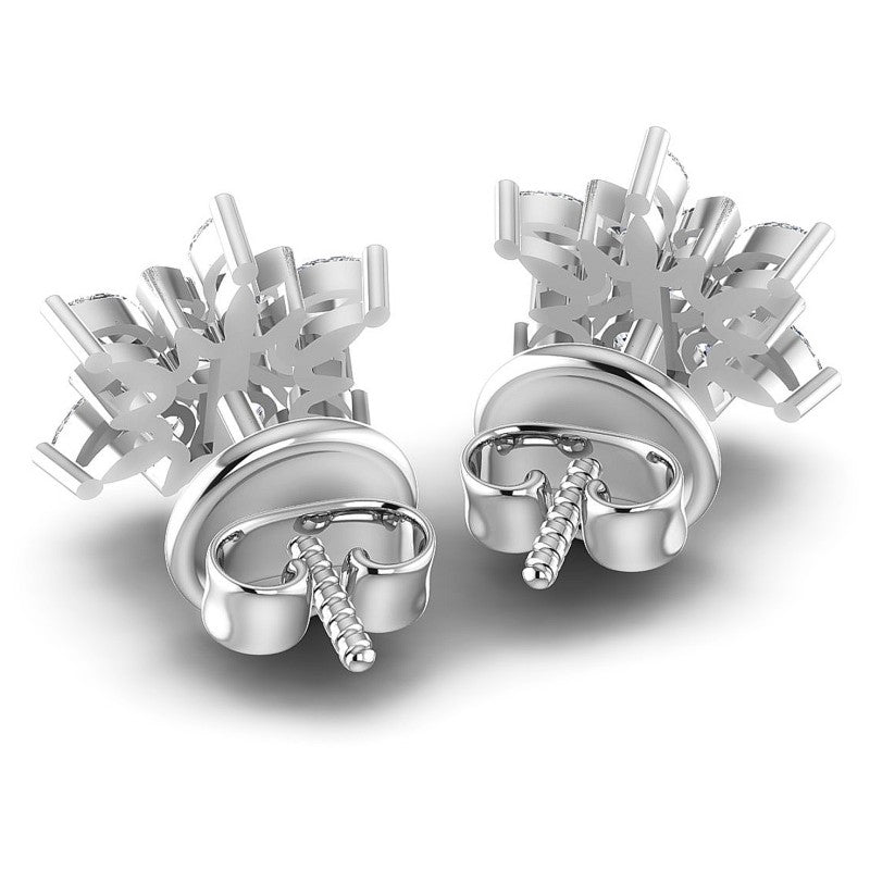 Round and Marquise Diamonds 0.95CT Designer Studs Earring in 14KT Yellow Gold