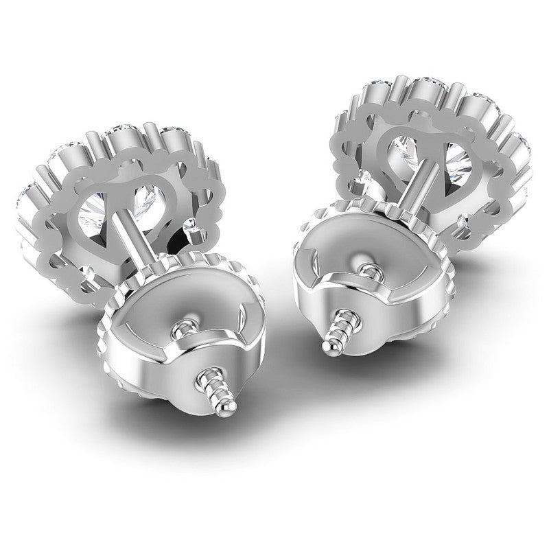 Round and Heart Diamonds 0.55CT Designer Studs Earring in 14KT Rose Gold