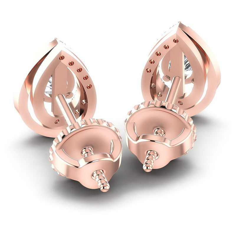 Round and Pear Diamonds 0.45CT Designer Studs Earring in 18KT Rose Gold