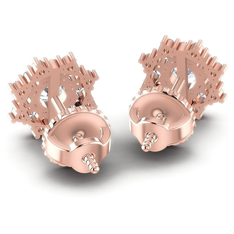 Round Diamonds 0.85CT Designer Studs Earring in 18KT Rose Gold