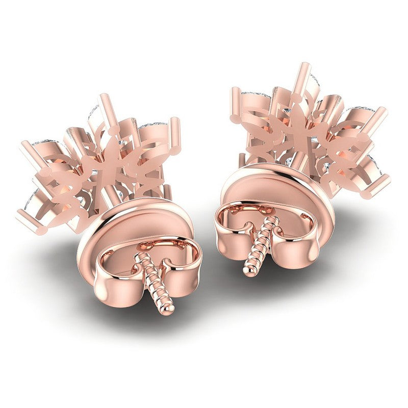 Round and Marquise Diamonds 0.95CT Designer Studs Earring in 18KT Yellow Gold