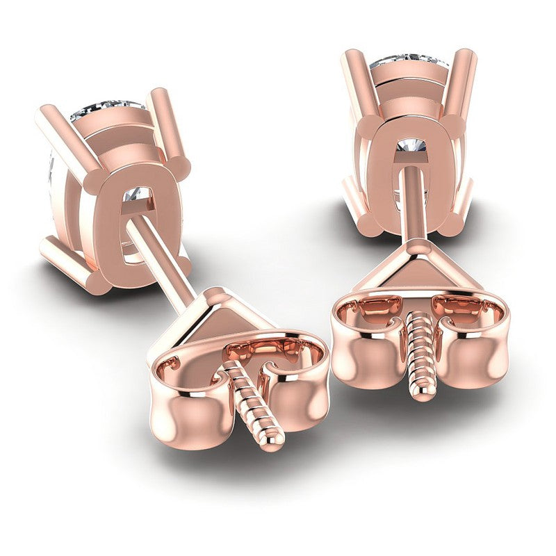Cushion Diamonds 1.00CT Stud Earrings in 18KT Rose Gold