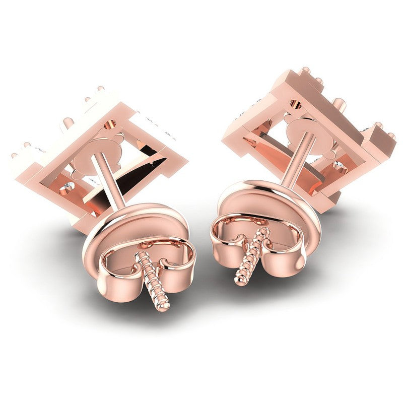 Round Diamonds 1.20CT Designer Studs Earring in 18KT Rose Gold