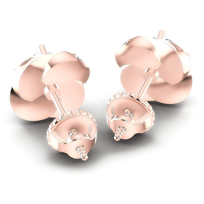 Round Diamonds 0.45CT Designer Studs Earring in 18KT Rose Gold