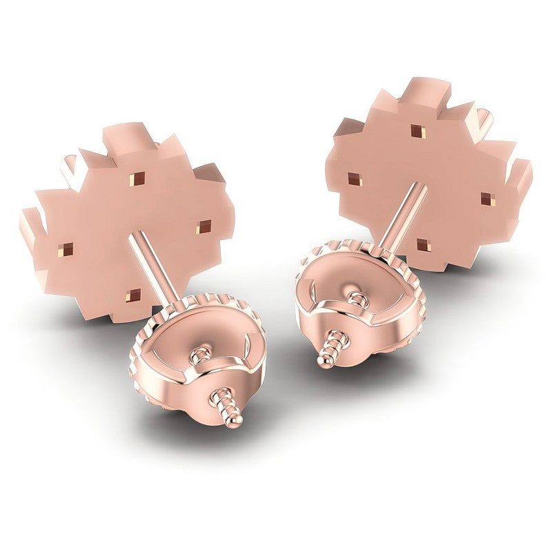 Princess and Round Diamonds 0.45CT Designer Studs Earring in 18KT Rose Gold