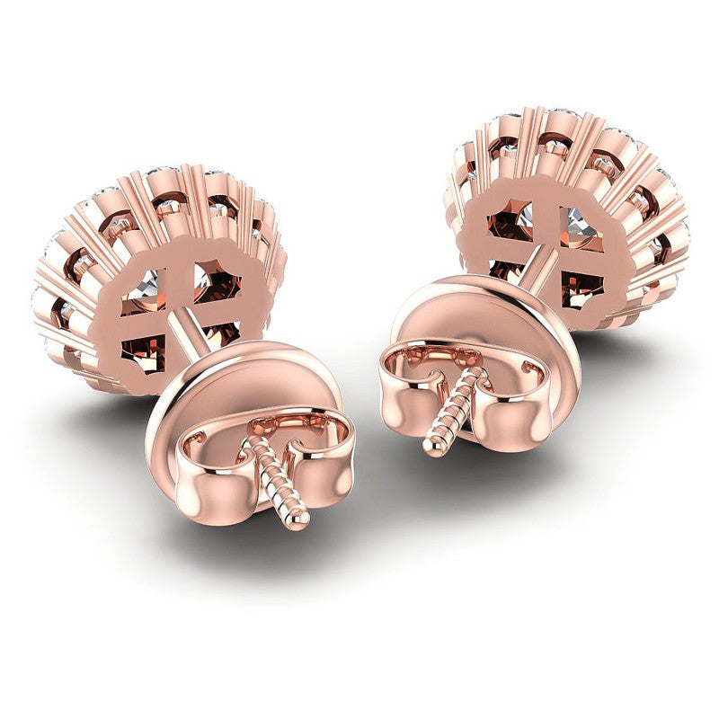 Round Diamonds 1.50CT Designer Studs Earring in 18KT Rose Gold