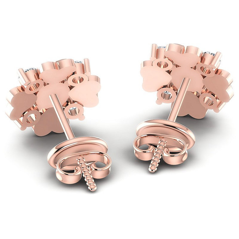 Round Diamonds 0.55CT Designer Studs Earring in 18KT Rose Gold