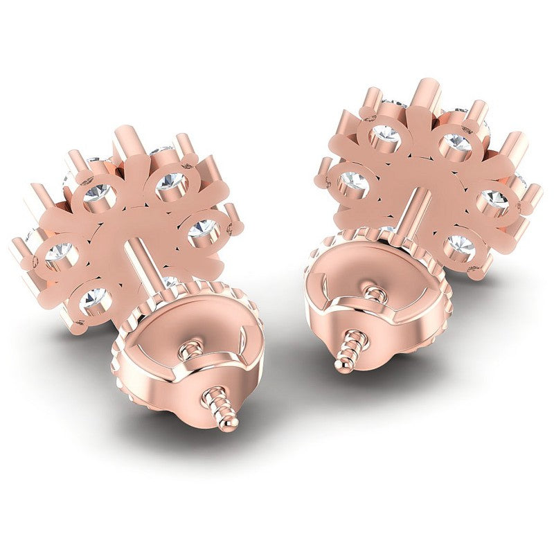 Round Diamonds 0.85CT Designer Studs Earring in 18KT Rose Gold