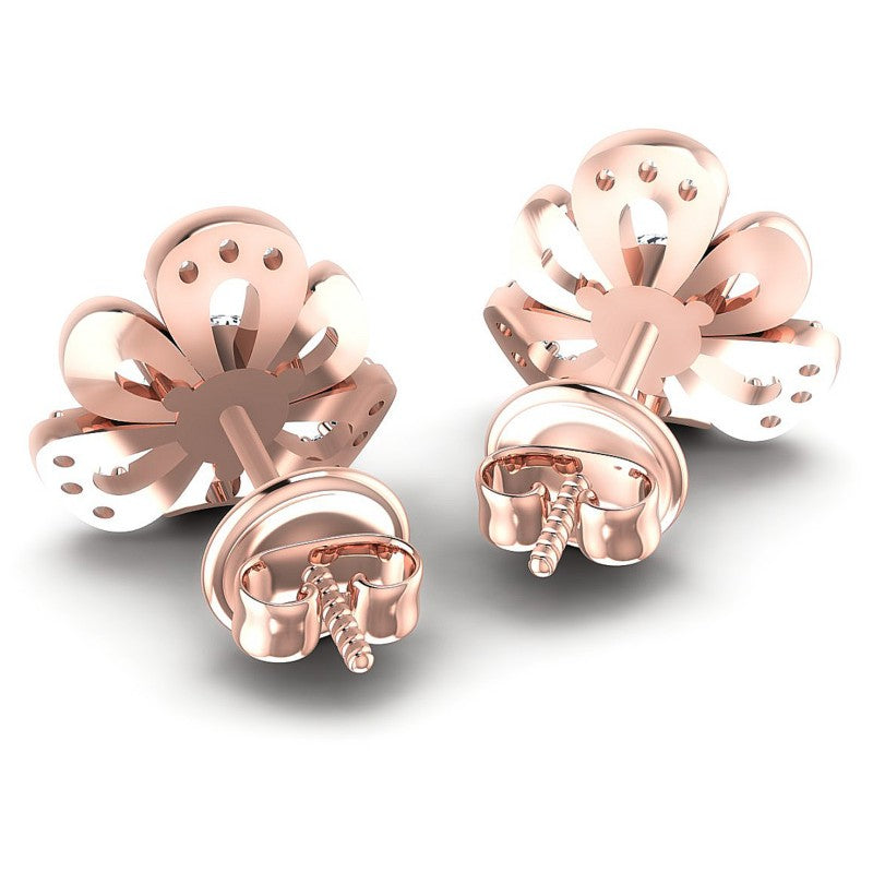 Round Diamonds 0.45CT Designer Studs Earring in 18KT Rose Gold