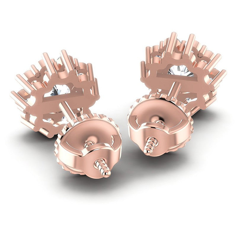 Round Diamonds 0.55CT Designer Studs Earring in 18KT Rose Gold