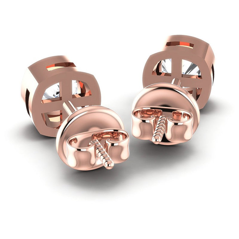 Cushion Diamonds 1.00CT Stud Earrings in 18KT Rose Gold