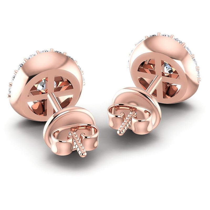 Round Diamonds 0.45CT Designer Studs Earring in 18KT Rose Gold