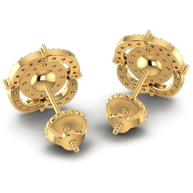 Round Diamonds 0.95CT Designer Studs Earring in 14KT Rose Gold