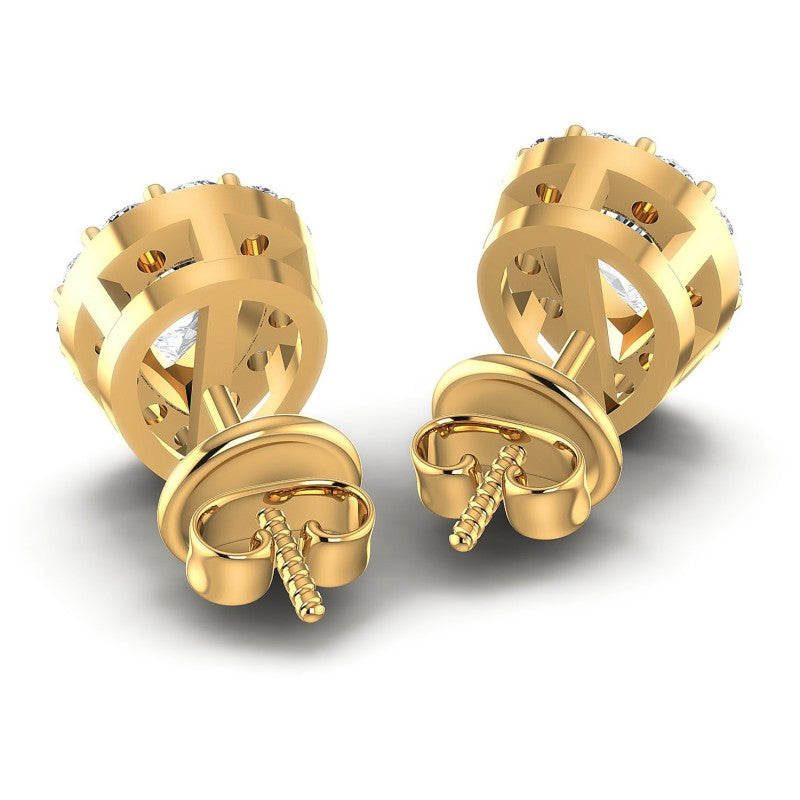 Round and Pear Diamonds 1.70CT Designer Studs Earring in 14KT Rose Gold