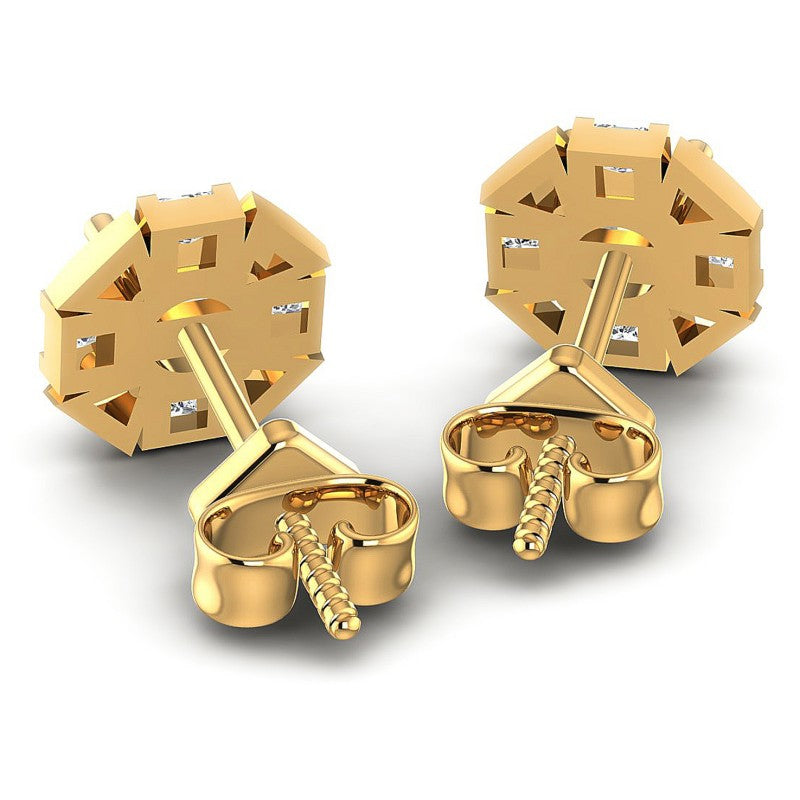 Princess and Round Diamonds 0.45CT Designer Studs Earring in 14KT Rose Gold