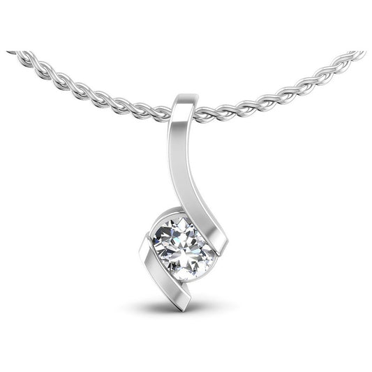 Round Diamonds 0.35CT Solitaire Pendant in 14KT White Gold