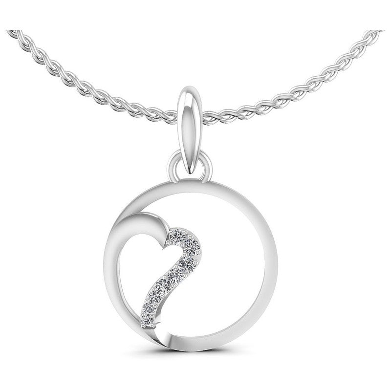 Round Diamonds 0.15CT Heart Pendant in 14KT White Gold