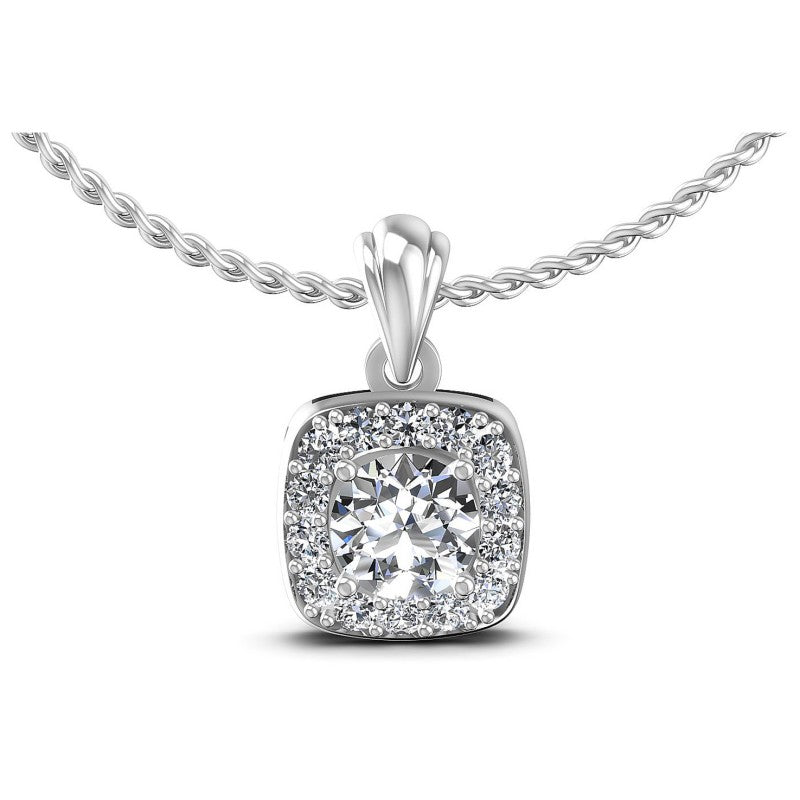 Round Diamonds 0.50CT Halo Pendant in 14KT White Gold