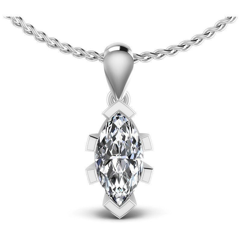 Marquise Diamonds 0.35CT Solitaire Pendant in 14KT White Gold