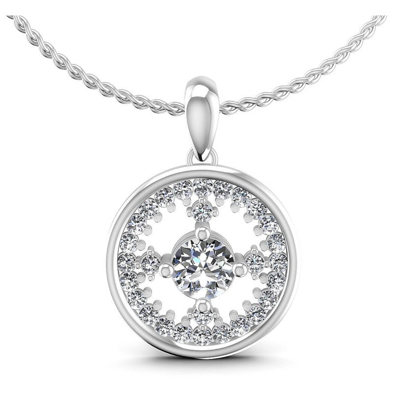 Round Diamonds 0.90CT Fashion Pendant in 14KT White Gold